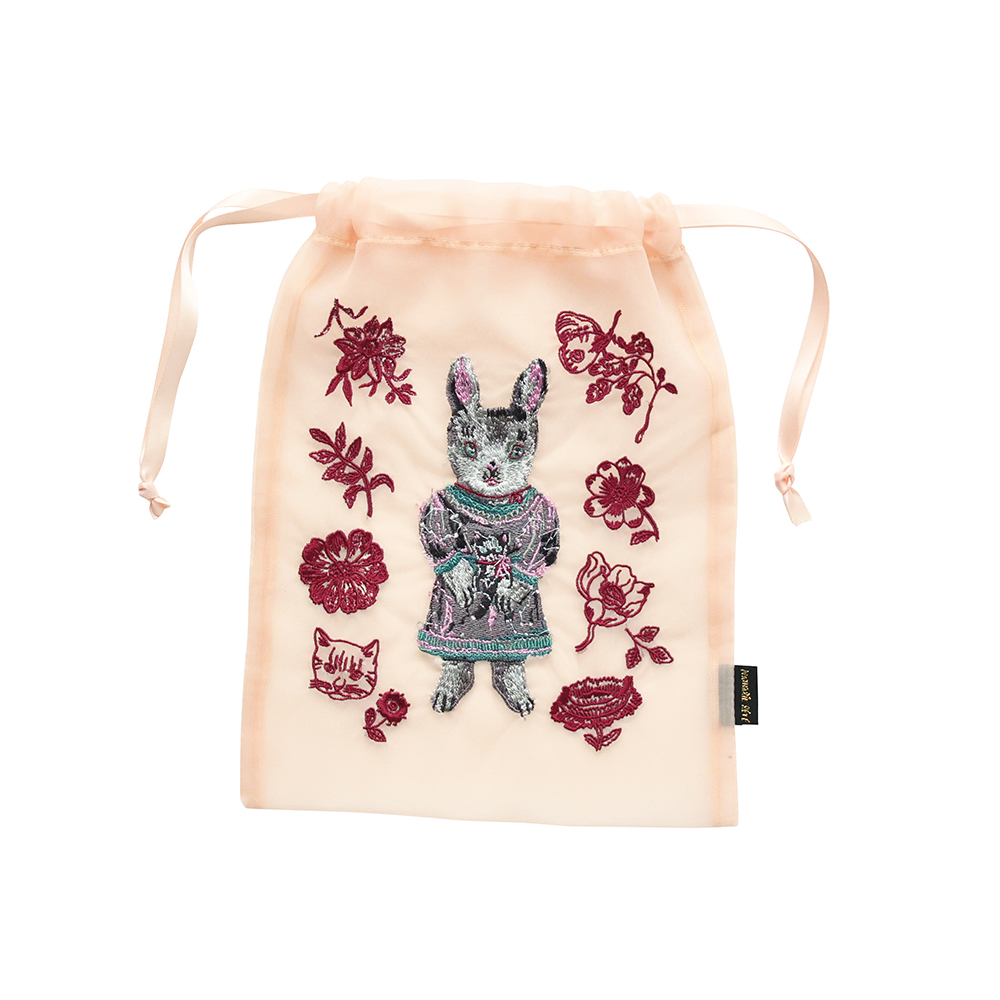 Nathalie Lete ナタリーレテ Organdy Drawstring pouch/BLANCHE